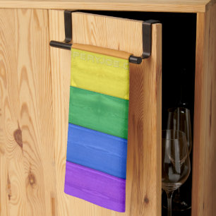 SlipperyJoe's Inclusive gay pride flag textured ru Kitchen Towel