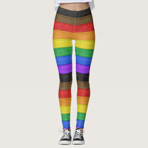 SlipperyJoe's Inclusive gay pride flag textured ru Leggings