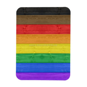 SlipperyJoe's Inclusive gay pride flag textured ru Magnet