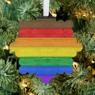 SlipperyJoe's Inclusive gay pride flag textured ru Ornament Card