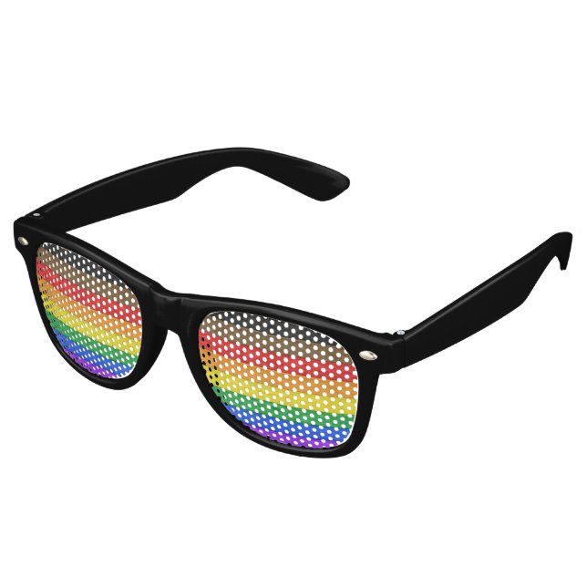 SlipperyJoe's Inclusive gay pride flag textured ru Retro Sunglasses (Angled)