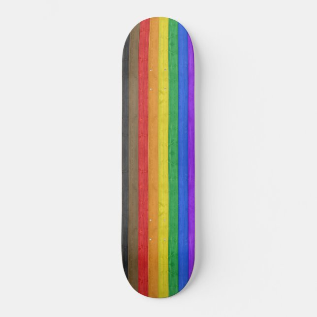 SlipperyJoe's Inclusive gay pride flag textured ru Skateboard (Front)