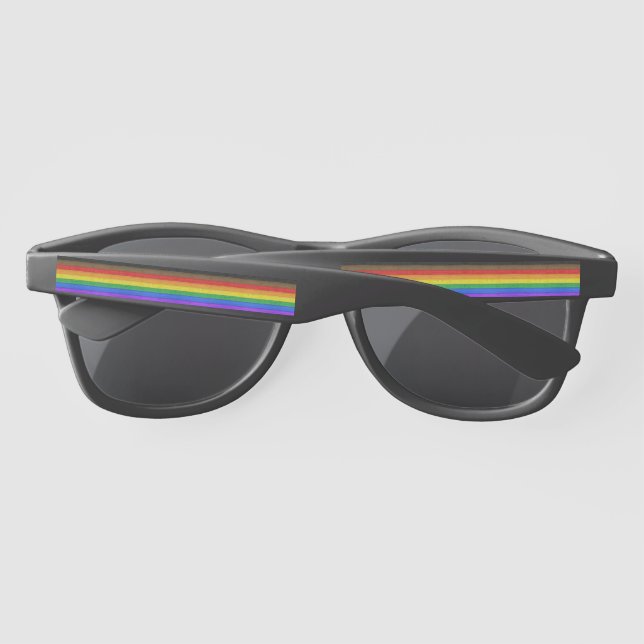 SlipperyJoe's Inclusive gay pride flag textured ru Sunglasses (Back)