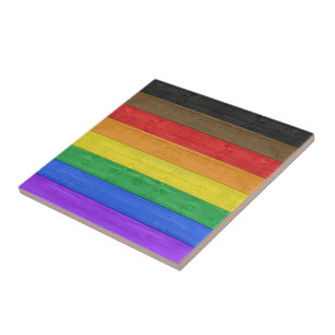 SlipperyJoe's Inclusive gay pride flag textured ru Tile
