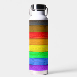 SlipperyJoe's Inclusive gay pride flag textured ru Water Bottle
