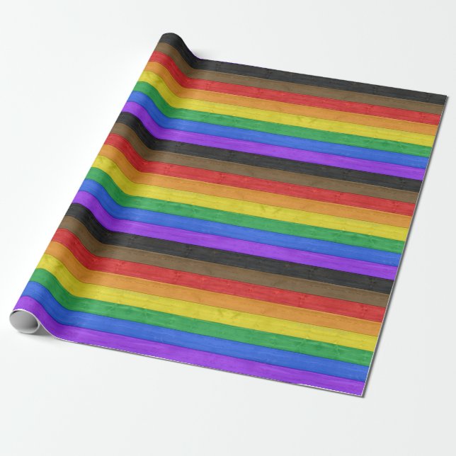 SlipperyJoe's Inclusive gay pride flag textured ru Wrapping Paper (Unrolled)