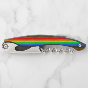 SlipperyJoe's inclusive gay pride flag wooden blac Corkscrew