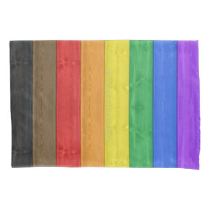 SlipperyJoe's inclusive gay pride flag wooden blac Pillowcase