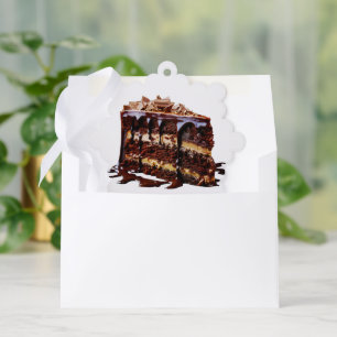 SlipperyJoe's indulgent multi-layer chocolate cake Ornament Card