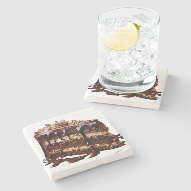 SlipperyJoe's indulgent multi-layer chocolate cake Stone Coaster (Side)