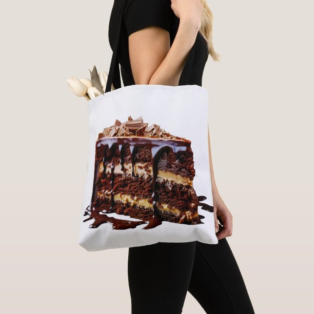 SlipperyJoe's indulgent multi-layer chocolate cake Tote Bag (Close Up)