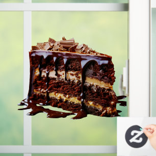 SlipperyJoe's indulgent multi-layer chocolate cake Window Cling