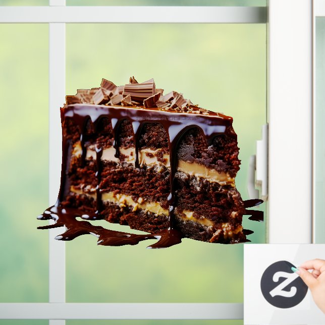 SlipperyJoe's indulgent multi-layer chocolate cake Window Cling (Home)