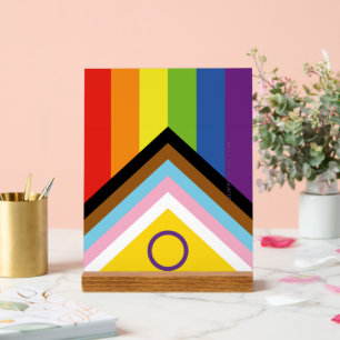 SlipperyJoe's Intersex pride flag yellow backgroun Acrylic Sign