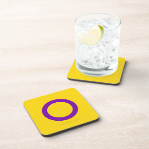 SlipperyJoe's Intersex pride flag yellow backgroun Coaster