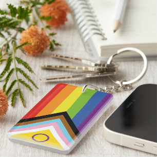 SlipperyJoe's Intersex pride flag yellow backgroun Keychain