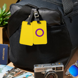SlipperyJoe's Intersex pride flag yellow backgroun Luggage Tag