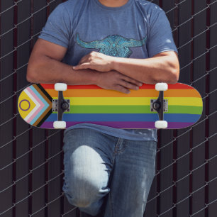 SlipperyJoe's Intersex pride flag yellow backgroun Skateboard