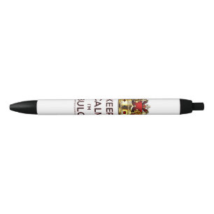 SlipperyJoe's keep calm fabulous golden crown red  Black Ink Pen