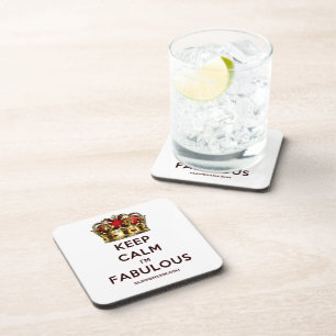 SlipperyJoe's keep calm fabulous golden crown red  Coaster