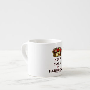 SlipperyJoe's keep calm fabulous golden crown red  Espresso Cup