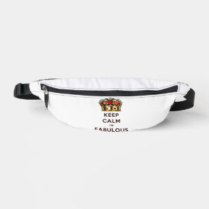 SlipperyJoe's keep calm fabulous golden crown red Fanny Pack