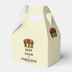 SlipperyJoe's keep calm fabulous golden crown red Favor Box