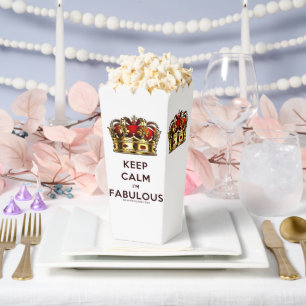 SlipperyJoe's keep calm fabulous golden crown red Favor Box