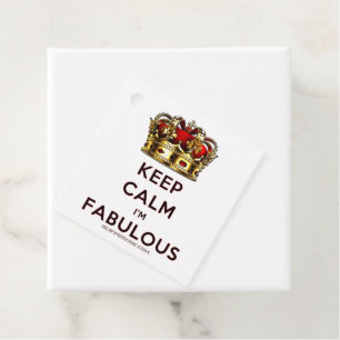 SlipperyJoe's keep calm fabulous golden crown red Favour Tags