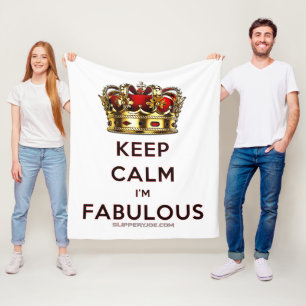 SlipperyJoe's keep calm fabulous golden crown red Fleece Blanket