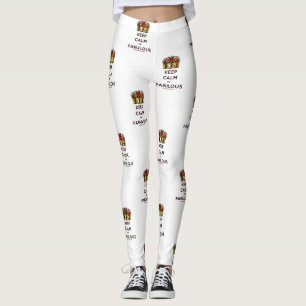 SlipperyJoe's keep calm fabulous golden crown red Leggings
