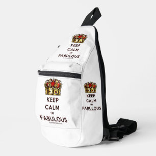 SlipperyJoe's keep calm fabulous golden crown red Sling Bag
