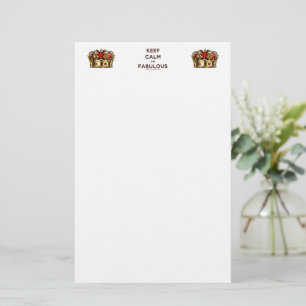SlipperyJoe's keep calm fabulous golden crown red Stationery