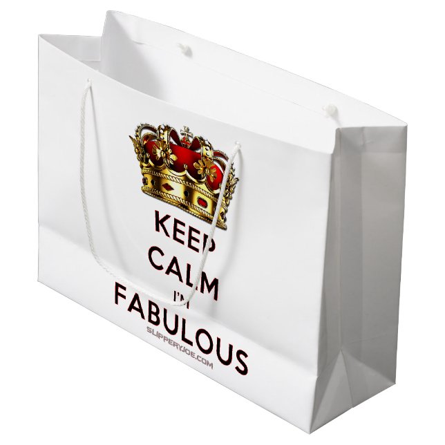 SlipperyJoe's keep calm fabulous spectacular crown Large Gift Bag (Front Angled)