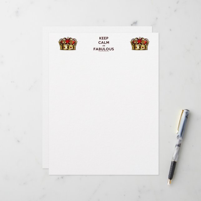 SlipperyJoe's keep calm fabulous spectacular crown Letterhead (Front/Back In Situ)