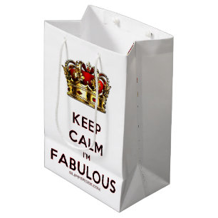 SlipperyJoe's keep calm fabulous spectacular crown Medium Gift Bag