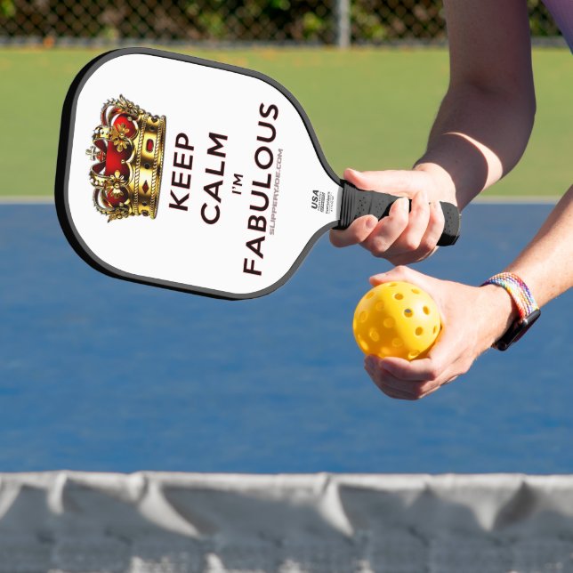 SlipperyJoe's keep calm fabulous spectacular crown Pickleball Paddle (Insitu)