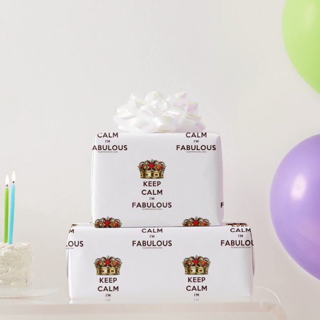 SlipperyJoe's keep calm fabulous spectacular crown Wrapping Paper (Party Gifts)