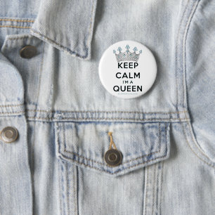 SlipperyJoe's keep calm queen polished silver crow 2 Inch Round Button