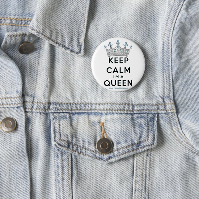 SlipperyJoe's keep calm queen polished silver crow 2 Inch Round Button (In Situ)