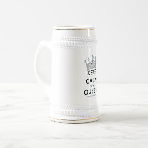 SlipperyJoe's keep calm queen polished silver crow Beer Stein