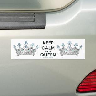 SlipperyJoe's keep calm queen polished silver crow Bumper Sticker