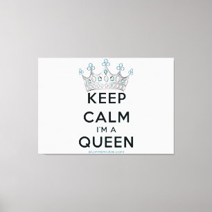 SlipperyJoe's keep calm queen polished silver crow Canvas Print