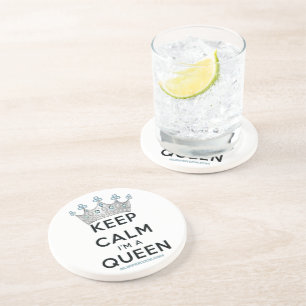 SlipperyJoe's keep calm queen polished silver crow Coaster