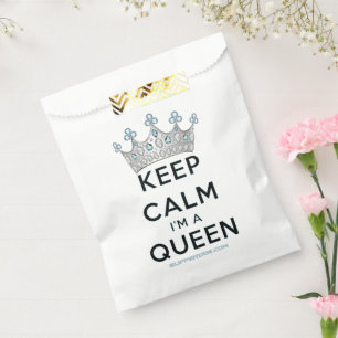 SlipperyJoe's keep calm queen polished silver crow Favour Bag