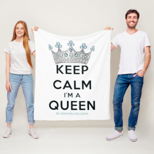 SlipperyJoe's keep calm queen polished silver crow Fleece Blanket
