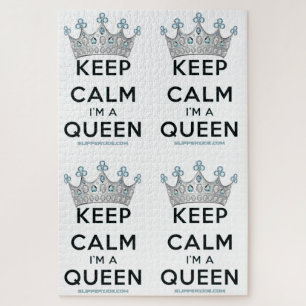 SlipperyJoe's keep calm queen polished silver crow Jigsaw Puzzle