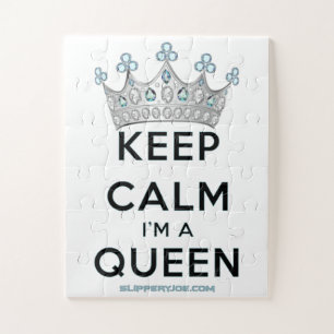 SlipperyJoe's keep calm queen polished silver crow Jigsaw Puzzle