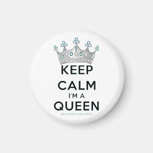 SlipperyJoe's keep calm queen polished silver crow Magnet