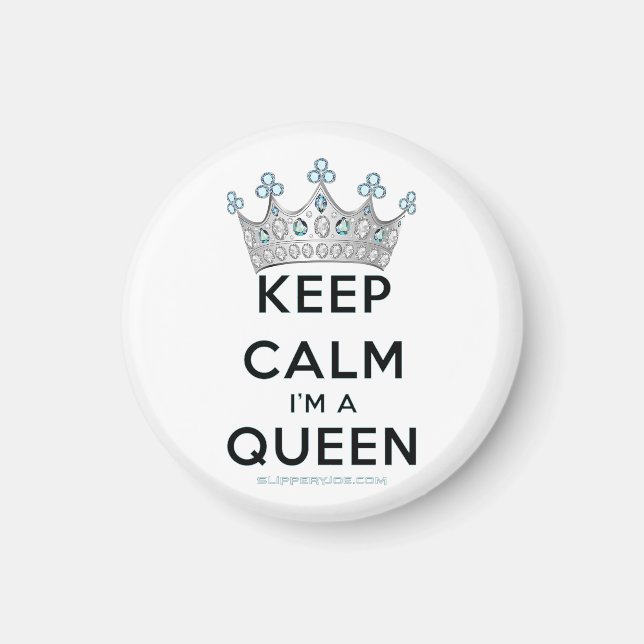 SlipperyJoe's keep calm queen polished silver crow Magnet (Front)